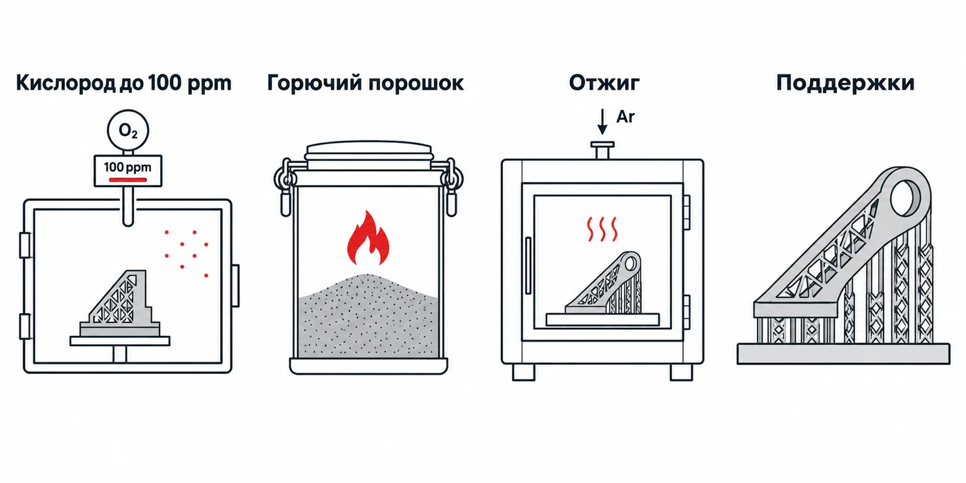 Особенности работы с титаном: кислород, порошок, отжиг и поддержки